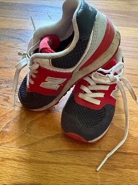 New Balance Kids Red, Gray and White Athletic Sneakers